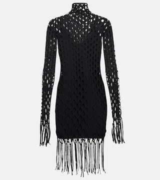 Fishnet high-neck minidress