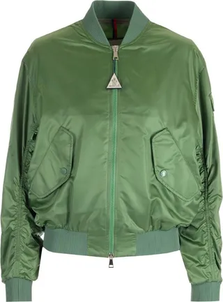 Moncler Logo Patch Zipped Bomber Jacket