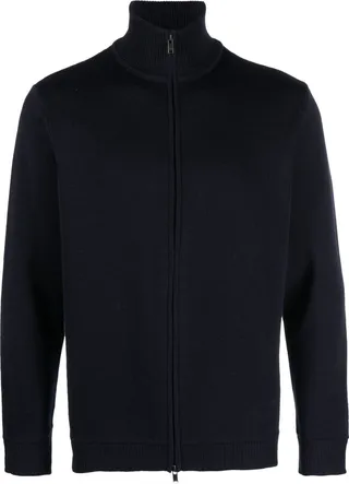 Blue Paul Wool Zip-Up Sweater