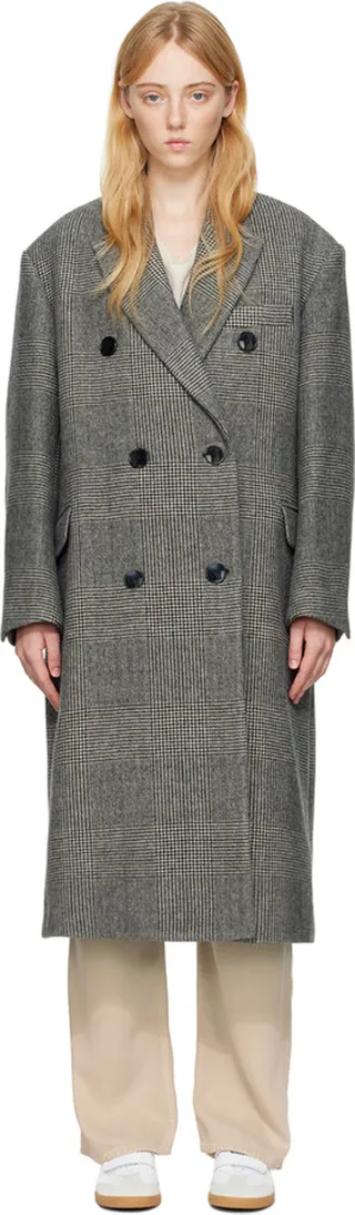 Isabel Marant Black & Off-White Lojimiko Coat