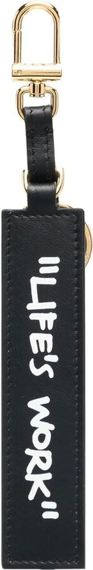 Logo-Print Leather Keyring