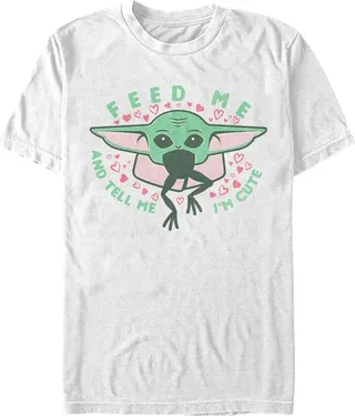 Men's Star Wars The Mandalorian Valentine's Day The Child Feed Me T-Shirt - White - 2X Large