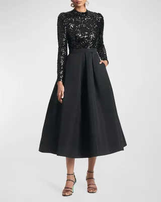 Amity Pleated Cutout Sequin Midi Dress