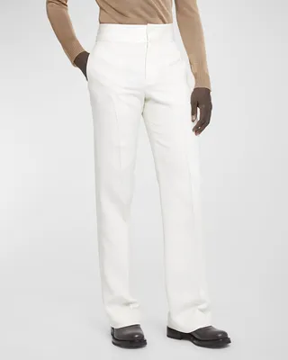 Men's Wool-Silk Straight-Leg Tuxedo Pants