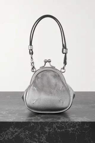 Maison Margiela - Tabi Micro Metallic Leather Tote - Silver