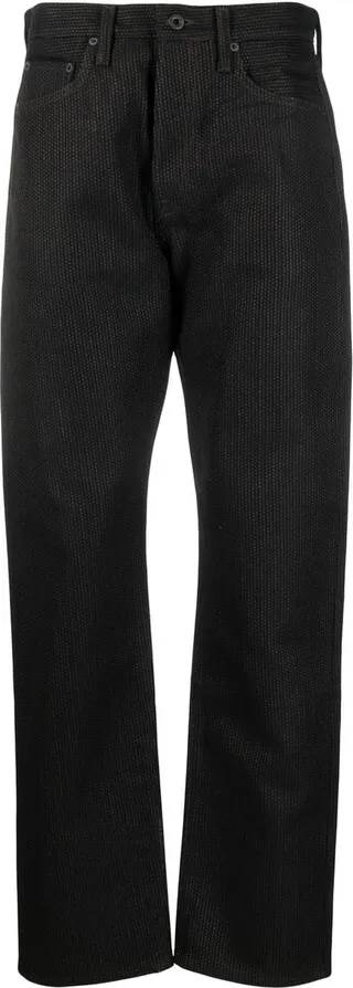 Straight-Cut Textured Trousers