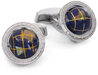 Sterling Silver Globe Cuff Links
