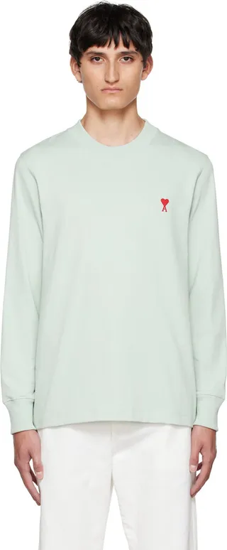 AMI Alexandre Mattiussi Green Ami De Cœur Long Sleeve T-Shirt