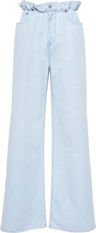 Ruffled Wide-Leg Jeans