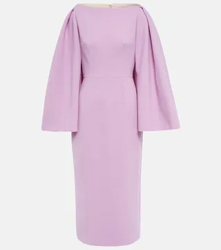 Switzy cape wool crepe midi dress