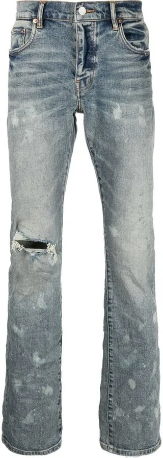 Distressed Straight-Leg Jeans