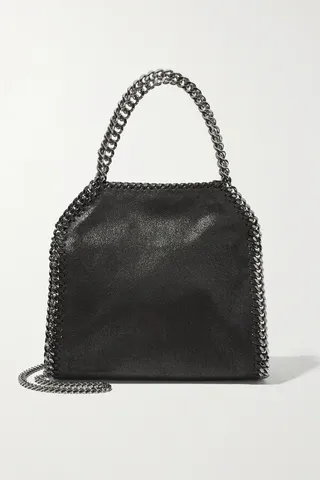 Stella McCartney - The Falabella Mini Faux Brushed-leather Shoulder Bag - Black