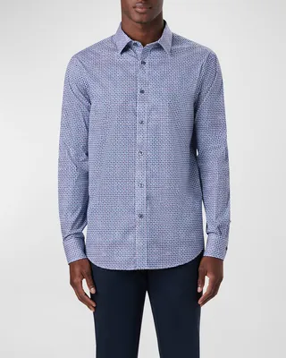 Men's Shaped Geo-Print Sport Shirt