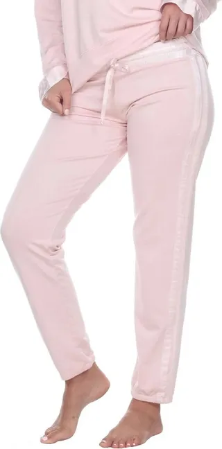 Blythe French Terry Sweat Pant With Satin Waistband And Trim in Blush