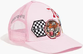Appliquéd cotton-canvas and mesh baseball cap