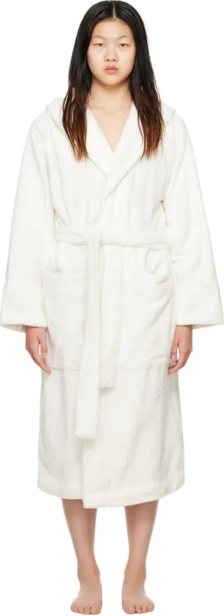 Tekla White Oversized Hooded Bathrobe