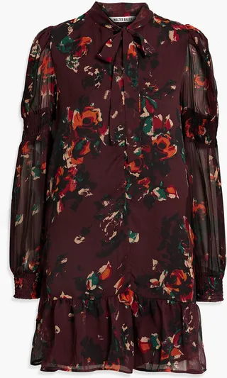 Yasmine floral-print georgette mini dress