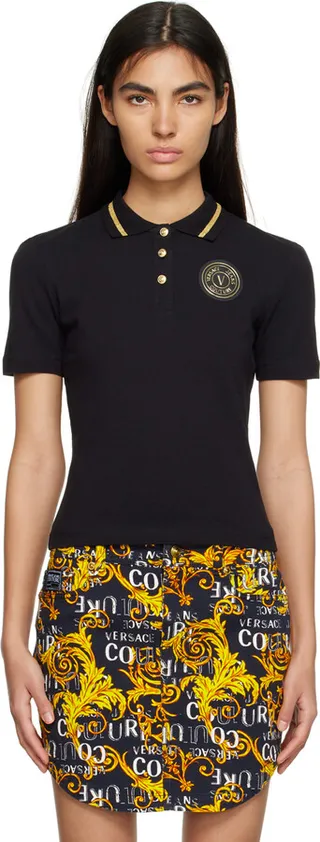 Versace Jeans Couture Black V-Emblem Polo