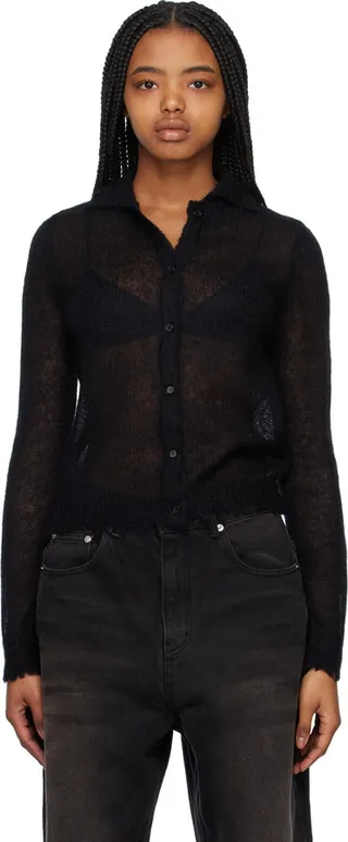 We11done Black Destroyed Cardigan