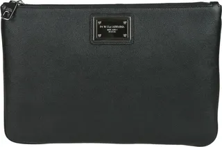 Logo Plaque Top Zip Clutch