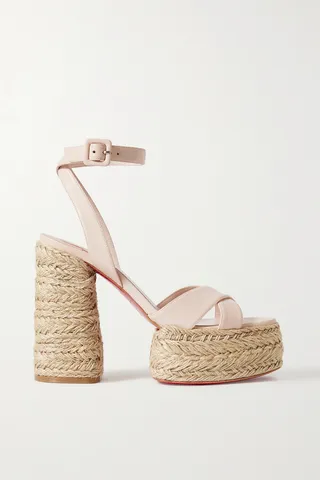 Christian Louboutin - Super Mariza 130 Leather Espadrille Platform Sandals - Neutrals