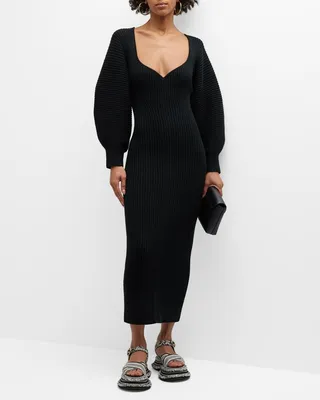 Marilyn Rib-Knit Sweater Dress