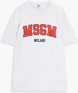 Mélange printed cotton-jersey T-shirt