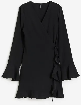 Flounce-trimmed Wrap Dress