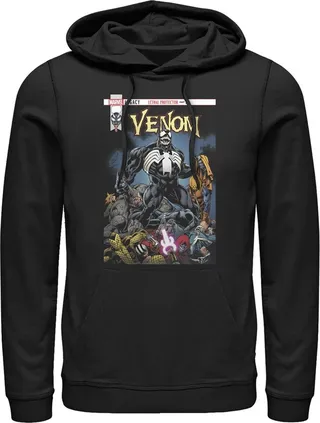 Men's Marvel Venom Lethal Protector Pile Pull Over Hoodie - Black - 3X Large