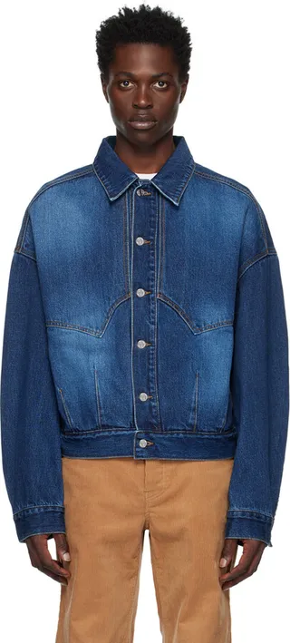 We11done Navy Loose Denim Jacket