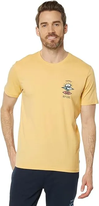 Rip Curl Search Icon Short Sleeve Tee (Washed Yellow) Men's T Shirt