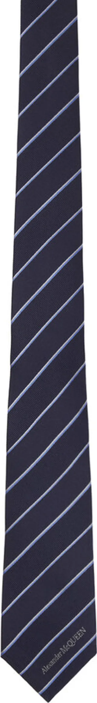 Alexander McQueen Navy Striped Tie