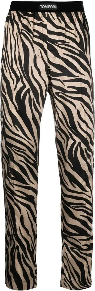 Zebra-Print Silk Pyjama Bottoms