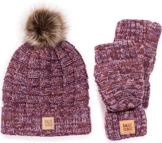 MUK LUKS Women'sPatch Beanie and Mitten Set-Water color OS