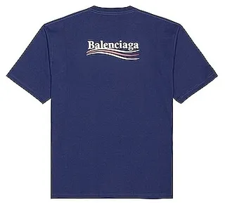 Balenciaga Short Sleeve Large Fit Tee in Navy