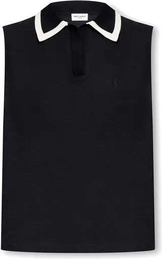 Saint Laurent Cassandre Sleeveless Polo Shirt