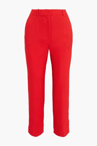 Tape cropped crepe straight-leg pants