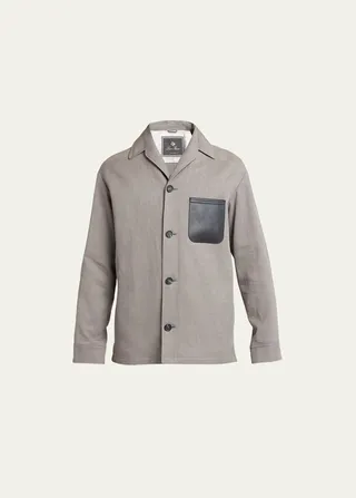 Men's Andre Leather Pocket Linen Overshirt