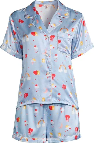 Care Bears x Morgan Lane Katelyn Fiona Silk-Blend Two-Piece Pajama Set