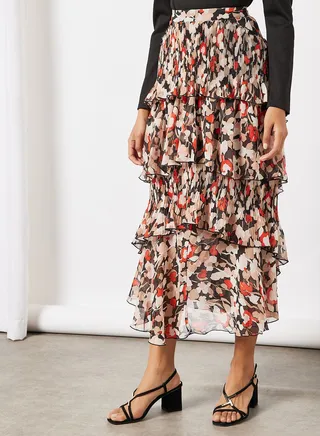 Tiered Frill Midi Skirt