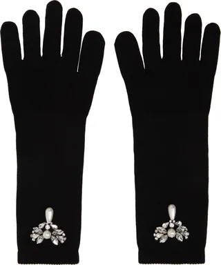 Simone Rocha Black Crystal Cluster Embellished Gloves