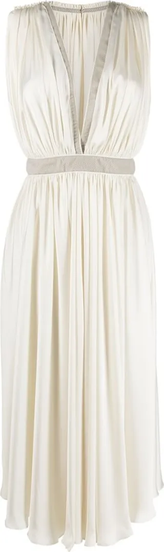 V-neck sleeveless midi dress