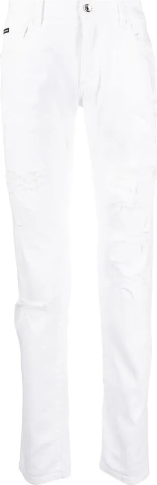 Distressed Straight-Leg Jeans