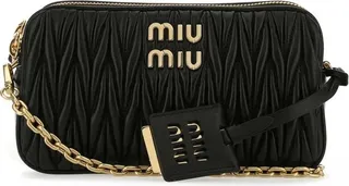 Miu Miu Matelassé Logo Plaque Mini Shoulder Bag
