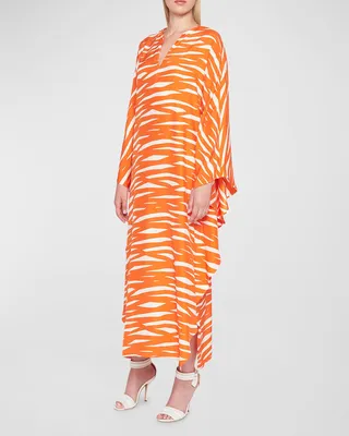 Zebra Stripe Long Kaftan Dress