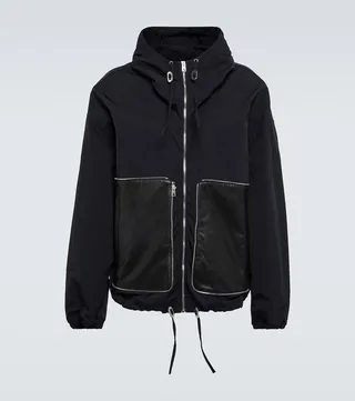 Packable leather-trimmed jacket