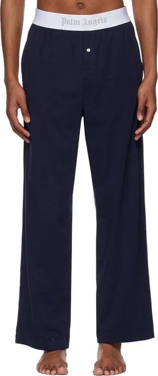 Palm Angels Navy Buttoned Pyjama Pants