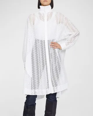 Circle Eyelet Belted Tunic Shirt