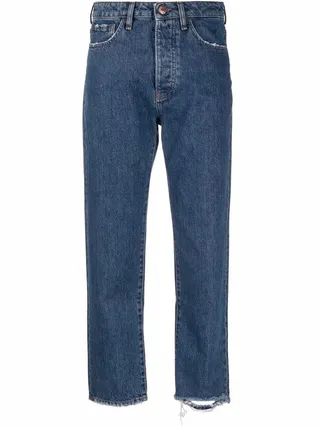 Distressed Straight-Leg Jeans