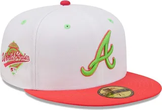 Men's New Era White and Coral Atlanta Braves 1995 World Series Strawberry Lolli 59FIFTY Fitted Hat